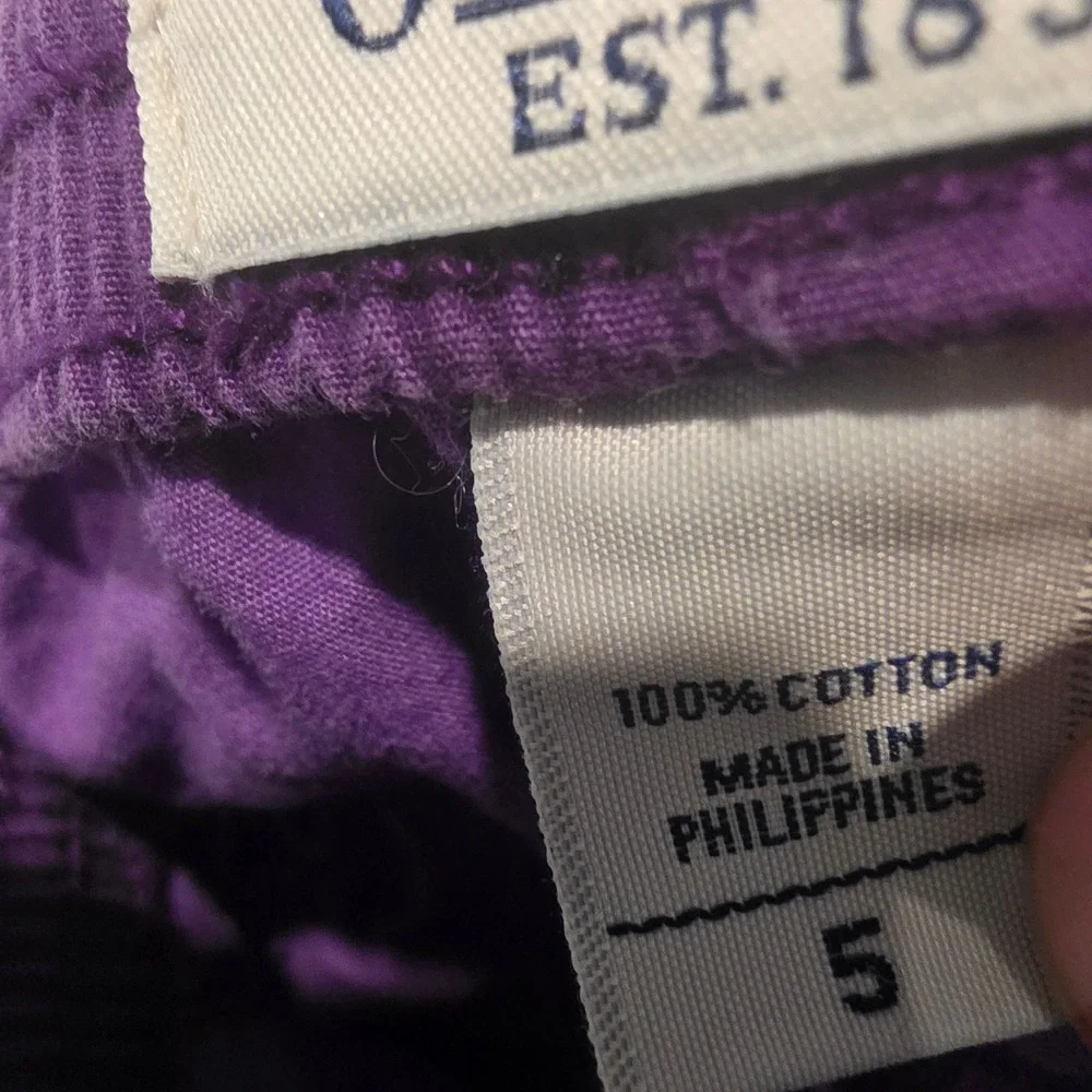 OshKosh Girls Purple Hawaiian Floral Print Convertible Capri Pants Size 5 Y2K